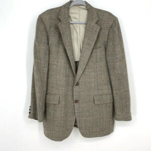 Vintage Stanley Blacker Mens Sport Coat 40R Wool Check Plaid 2 Button Union Made